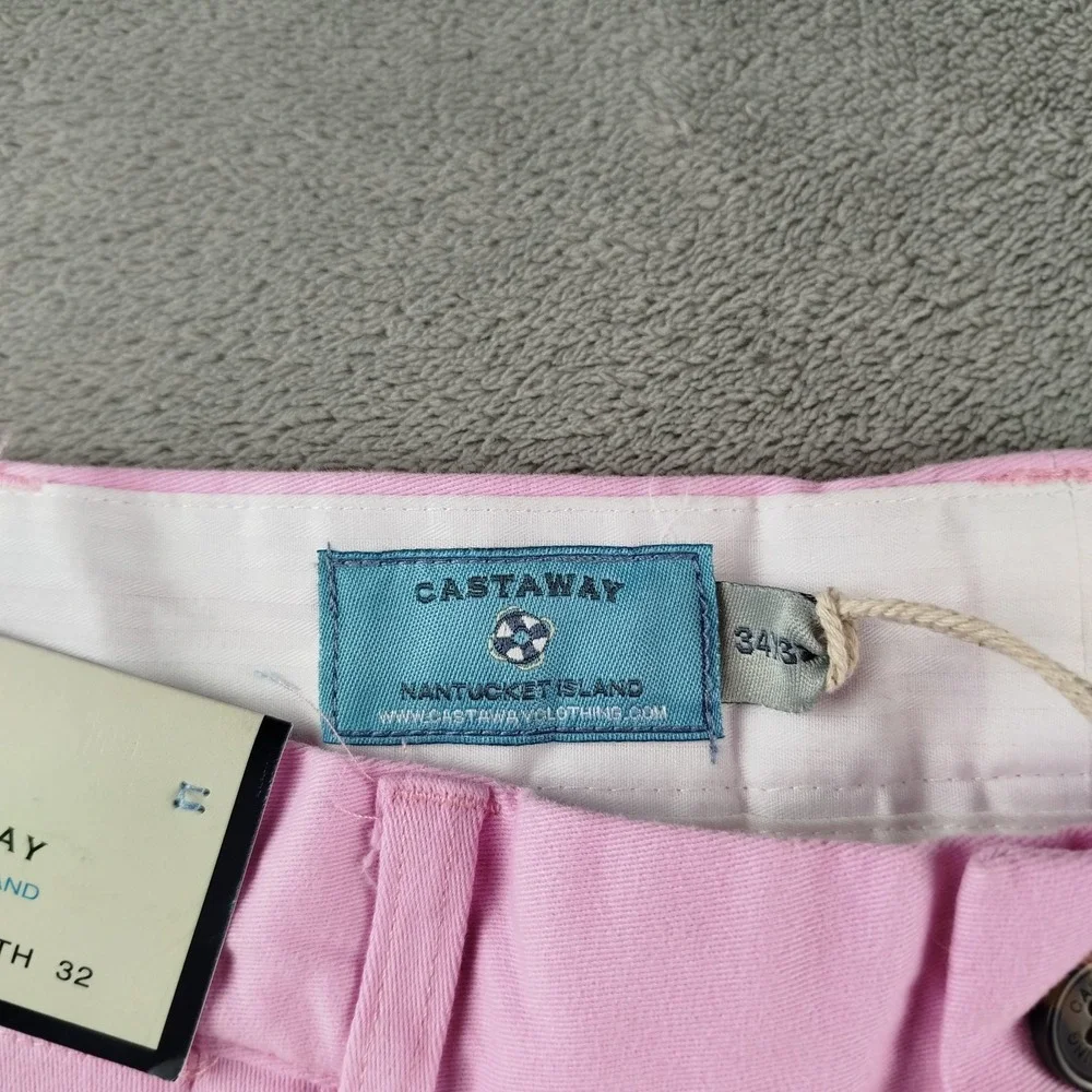 NWT Castaway Nantucket Mens Pants Pink Mens Size 34x32 Harbor Pant Stretch Twill